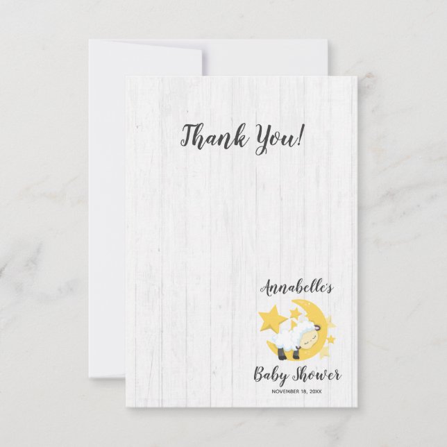Celestial Moon Stars & Lamb Baby Shower Thank You (Front)
