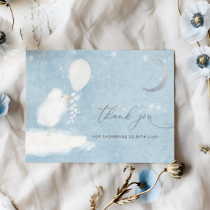 Celestial Moon Stars & Lamb Baby Shower Thank You  Card