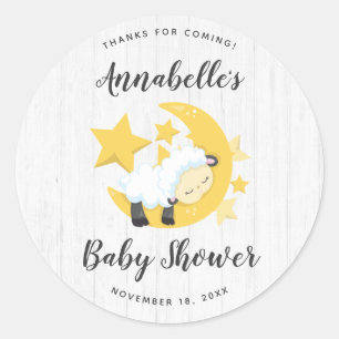 Celestial Moon Stars & Lamb Baby Shower Thank You Classic Round Sticker