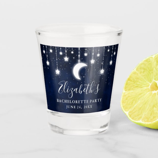 Celestial Moon Stars Lights Bachelorette Party Shot Glass (Front)