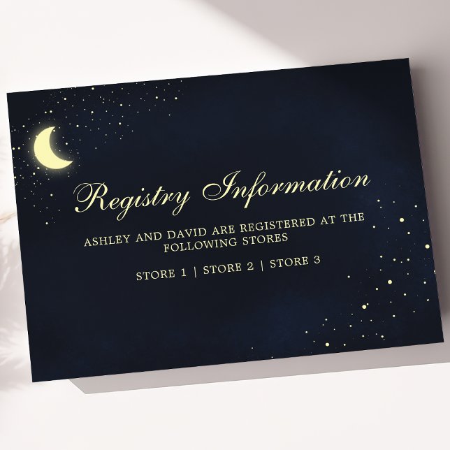 Celestial Moon Stars Midnight Blue Registry Card (Creator Uploaded)