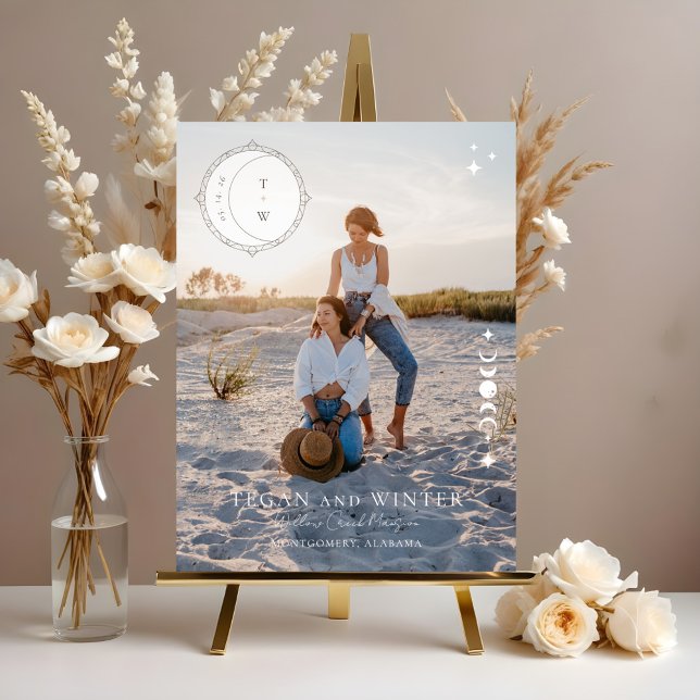 Celestial Moon Stars Monogram Welcome Wedding Acrylic Sign (Celestial Moon Stars Monogram Welcome Wedding Acrylic Sign)