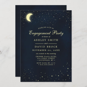 Celestial Moon Stars Night Sky Engagement Party Invitation
