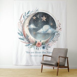 Celestial Moon & Stars Over the Moon Baby Shower Tapestry