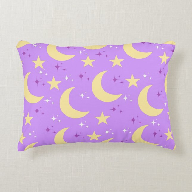 Celestial Moon Stars Pattern Decorative Cushion (Front)
