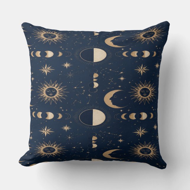Celestial Moon Stars Pillow (Front)
