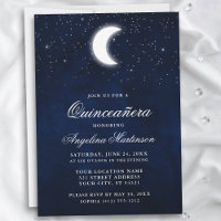 Celestial Moon Stars Quinceanera Invitation