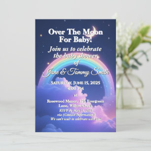 Celestial Moon & Stars Rainbow Baby Shower Invitation