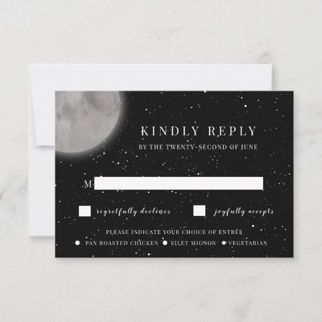 Celestial Moon & Stars RSVP Card with Meal Choice (Front)