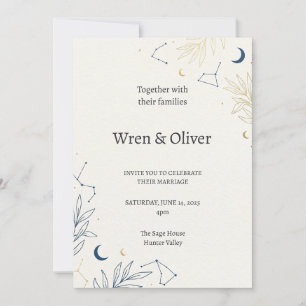 Celestial Moon Stars Wedding Invitation
