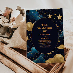 Celestial Moon Stars Wedding Invitation