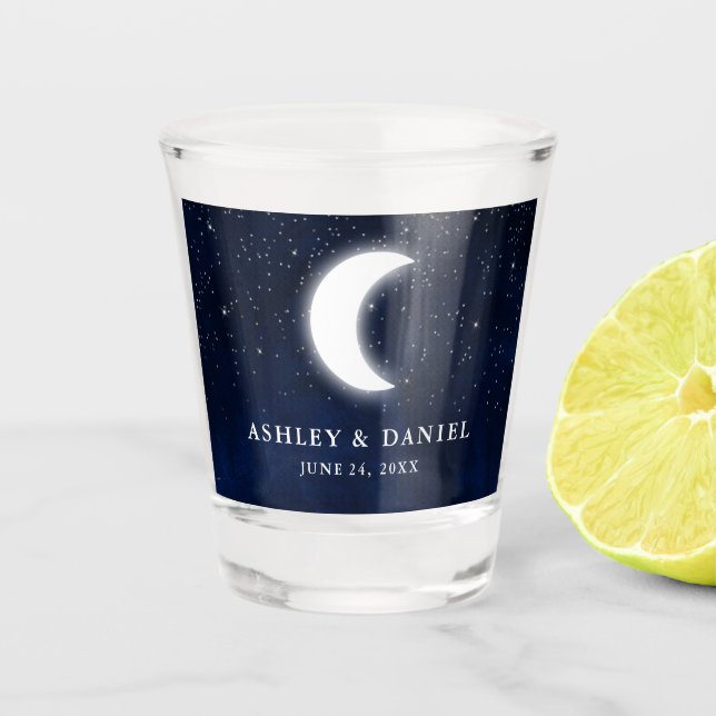 Celestial Moon Stars Wedding Shot Glass (Front)