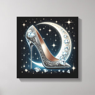 Celestial Moon, Stilettos, Diamond Shaped Hearts Canvas Print
