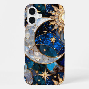 Celestial Moon Sun iPhone Case Stained Glass Gold