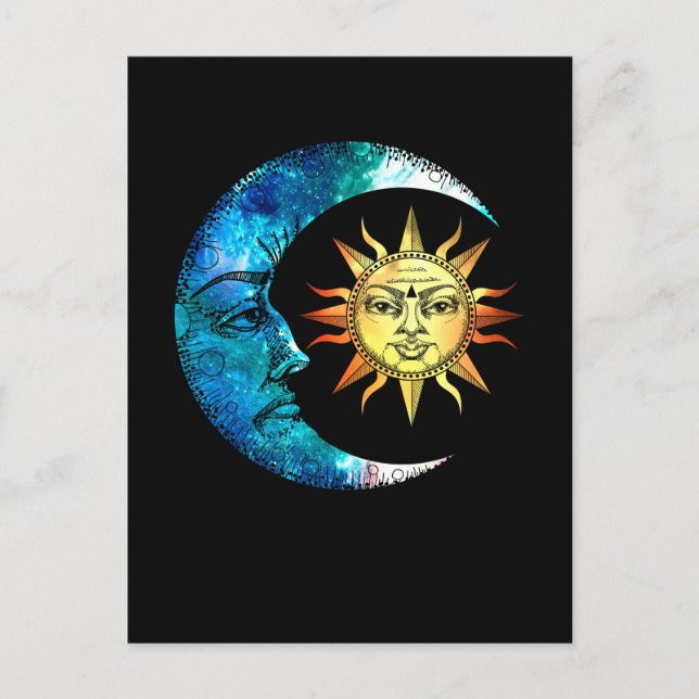 Celestial Moon Sun Spirituality Luna Art Postcard (Front)