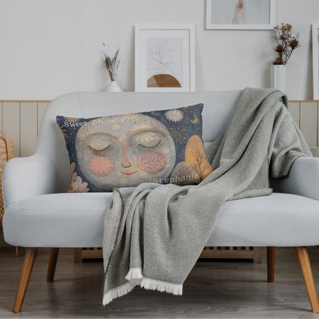 Celestial Moon Sweet Dreams Custom Name Cute Pillowcase (Celestial Moon Kidds Name Sweet Dreams Bed Pillow)