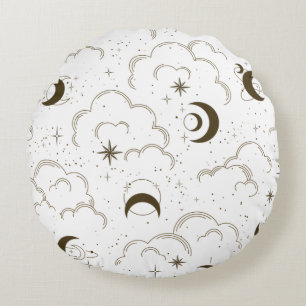 Celestial Moon Theme  Round Cushion