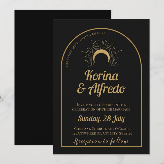 Celestial Moon Wedding Invite (Front/Back)