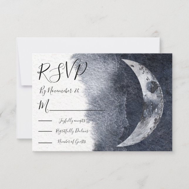Celestial Moon Wedding response cards RSVP (Front)