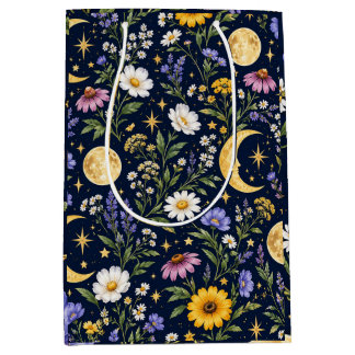 Celestial Moon & Wildflower Botanical Seamless Medium Gift Bag
