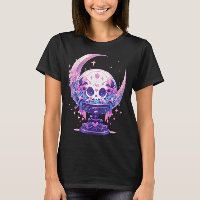 Celestial Moon Witchy Crystal Ball Pastel Goth Wit T-Shirt (Front)