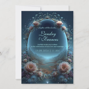 Celestial Moonlit Valley Ethereal Portal Wedding Invitation
