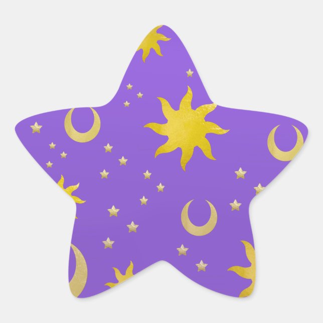 Celestial Moons and Stars Star Sticker (Front)