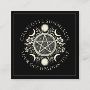 Celestial Moons Black Square Business Card