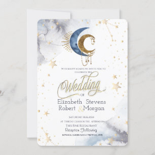 Celestial Moons,Stars Chic Wedding   Invitation