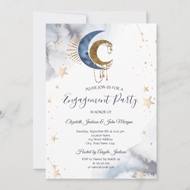 Celestial Moons,Stars  Invitation (Front)