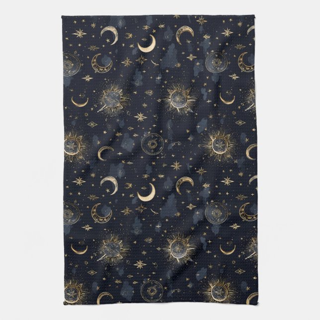 Celestial Moons & Stars Tea Towel (Vertical)