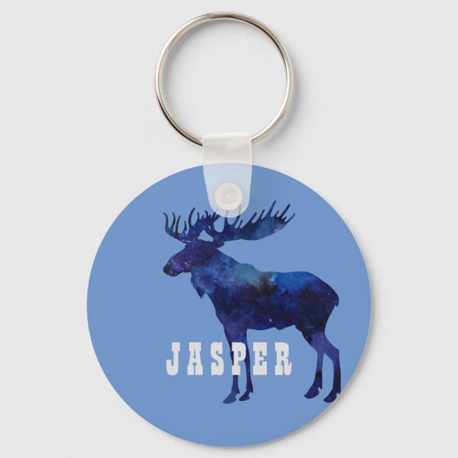 Celestial Moose Silhouette Custom Key Ring (Front)