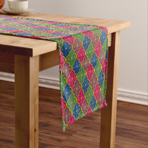 Celestial Moroccan Tile Bohemian Short Table Runner