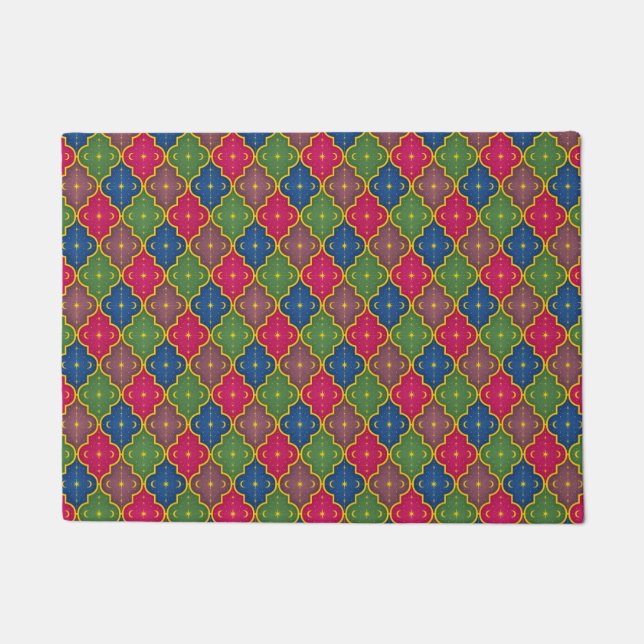 Celestial Moroccan Tile (small scale) Doormat (Front)