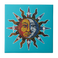 Celestial Mosaic Sun and Moon