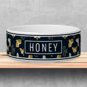 Celestial Moth Boho Pattern Name Template Pet Bowl