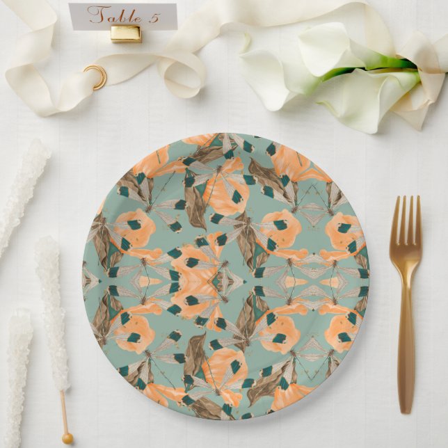 Celestial Moth Butterfly Pattern Paper Plate (Wedding)