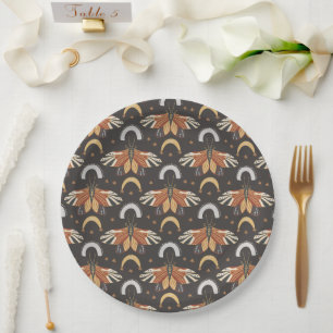 Celestial Moth Butterfly Pattern Paper Plate