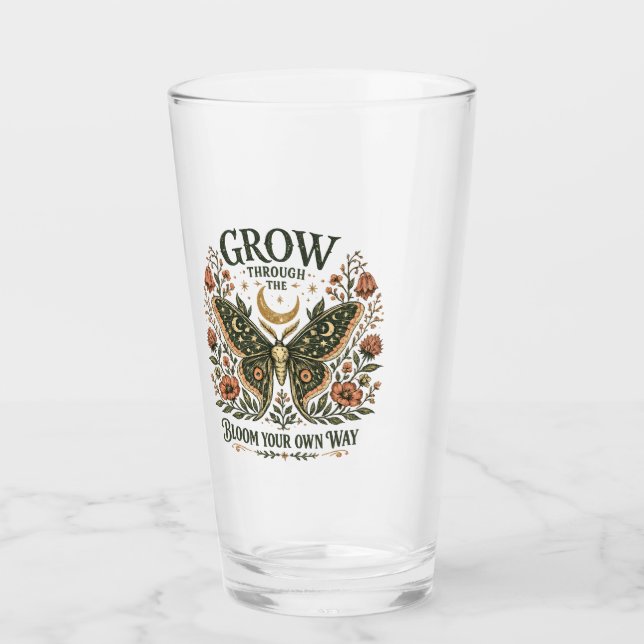 Celestial Moth Floral Sticker Glass (Front)