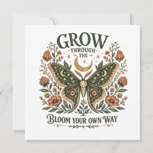 Celestial Moth Floral Sticker Invitation