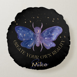 Celestial Moth Personalised  Round Cushion