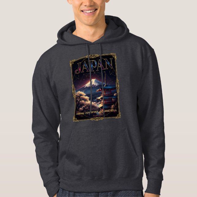 Celestial Mount Fuji Japan Pagoda Travel Art Hoodie (Front)