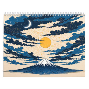 Celestial Mt Fuji Moon Stars Japanese Art Calendar