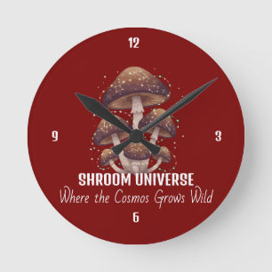 Celestial Mushroom Constellation Universe Round Clock