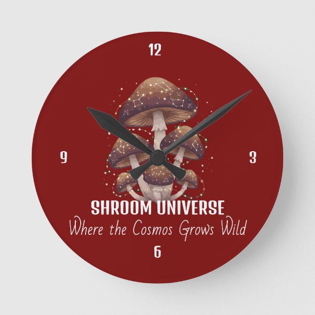 Celestial Mushroom Constellation Universe Round Clock (Front)