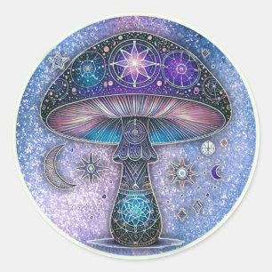 Celestial Mushroom Sticker Mystical Cosmic Design