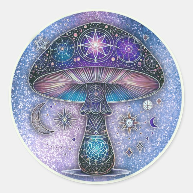 Celestial Mushroom Sticker Mystical Cosmic Design (Front)