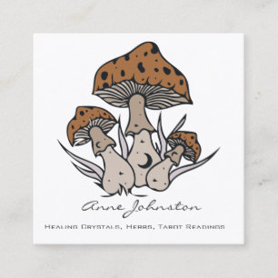 Celestial Mushrooms Boho Square Business Card
