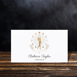 celestial mystic feminine woman life coach moon business card