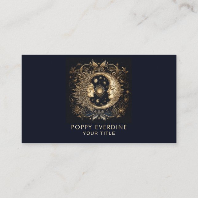 Celestial Mystic Moon Business Card (Front)